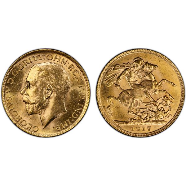CANADA: George V, 1910-1936, AV sovereign, 1917-C, PCGS MS63 +