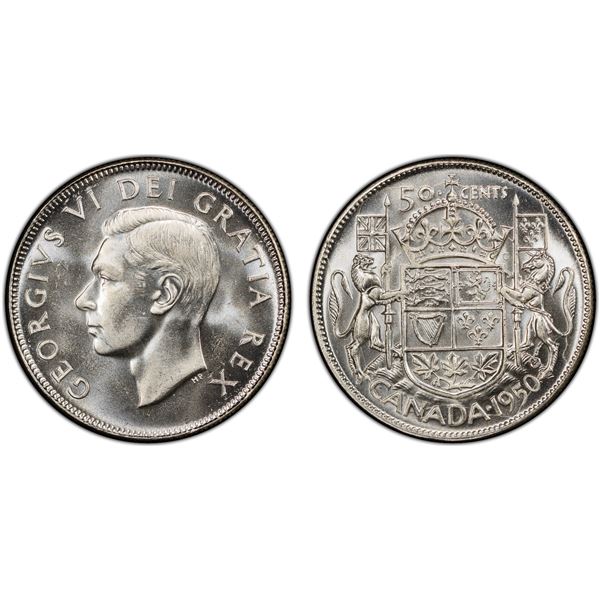 CANADA: George VI, 1936-1952, AR 50 cents, 1950, PCGS MS66