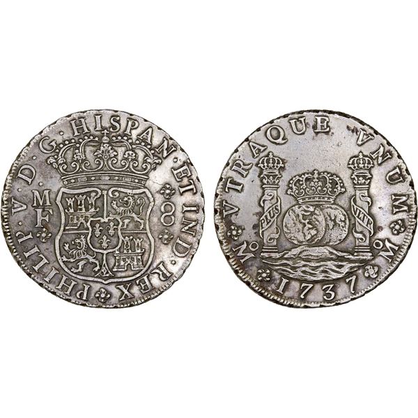 MEXICO: Felipe V, 1700-1746, AR 8 reales, 1737-Mo, XF