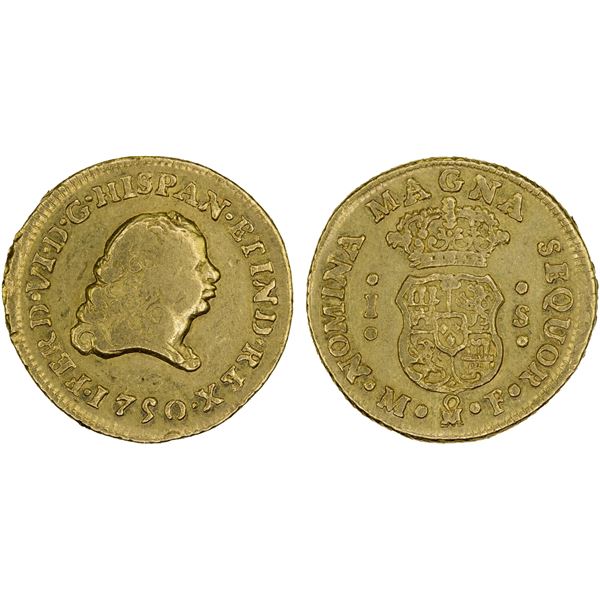 MEXICO: Fernando VI, 1746-1759, AV escudo, 1750-Mo, XF-AU