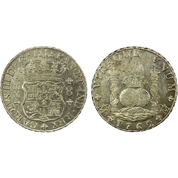 MEXICO: Carlos III, 1759-1788, AR 8 reales, 1762-Mo, AU