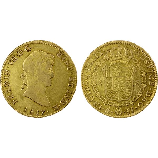 MEXICO: Fernando VII, 1808-1821, AV 8 escudos, 1817-Mo, VF