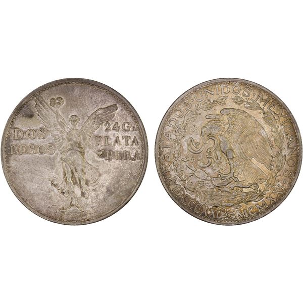MEXICO: Estados Unidos, AR 2 pesos, 1921-Mo, AU