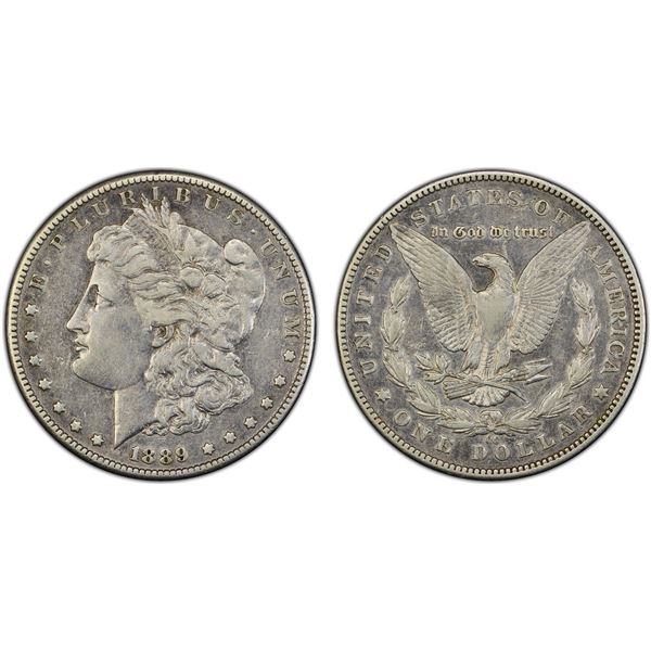 UNITED STATES: AR dollar, 1889-CC, PCGS VF details