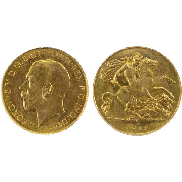 AUSTRALIA: George V, 1910-1936, AV 1/2 sovereign, 1915-M, PCGS MS64
