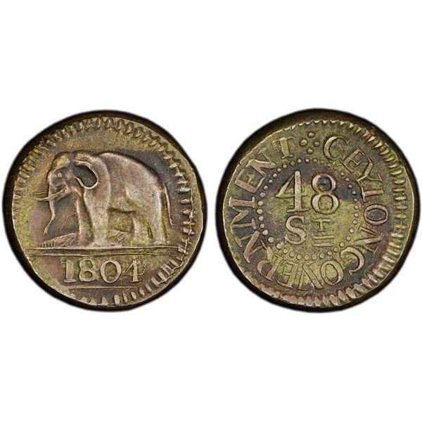 CEYLON: George III, 1796-1820, AR 48 stivers (9.13g), 1804, PCGS MS61