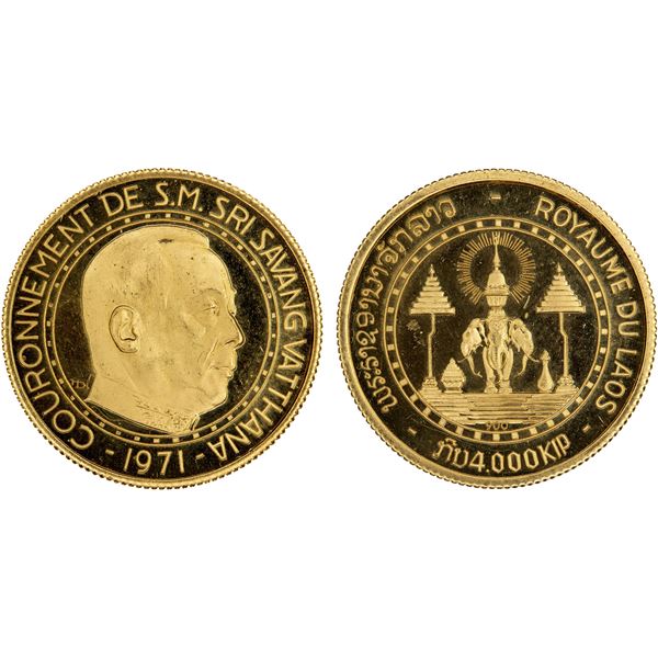LAOS: Savang Vatthana, 1959-1975, AV 4000 kip, 1971, Proof
