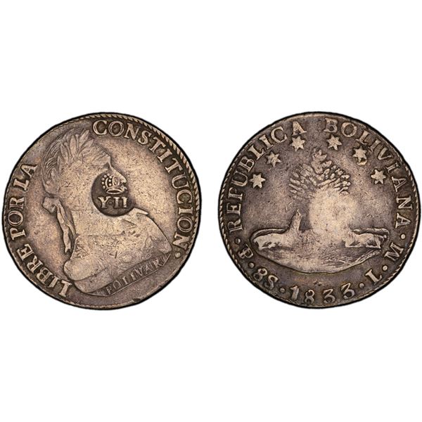 PHILIPPINES: Isabel II, 1833-1868, AR 8 reales, ND (1834-37), PCGS VF35, countermark graded XF detai