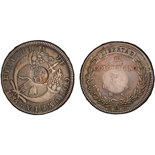 PHILIPPINES: Isabel II, 1833-1868, AR 8 reales, ND (1834-37), PCGS EF40, countermark graded AU detai