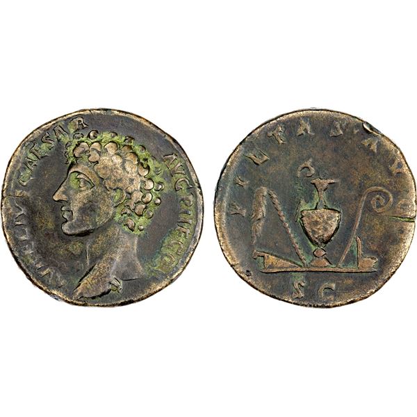 ROMAN EMPIRE: Marcus Aurelius, as caesar, 139-161 AD, AE sestertius (26.07g), 140-144 AD, VF