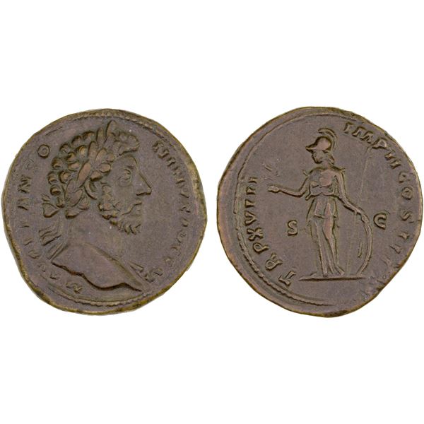 ROMAN EMPIRE: Marcus Aurelius, 161-180 AD, AE sestertius (24.71g), Rome, 163-164 AD, VF