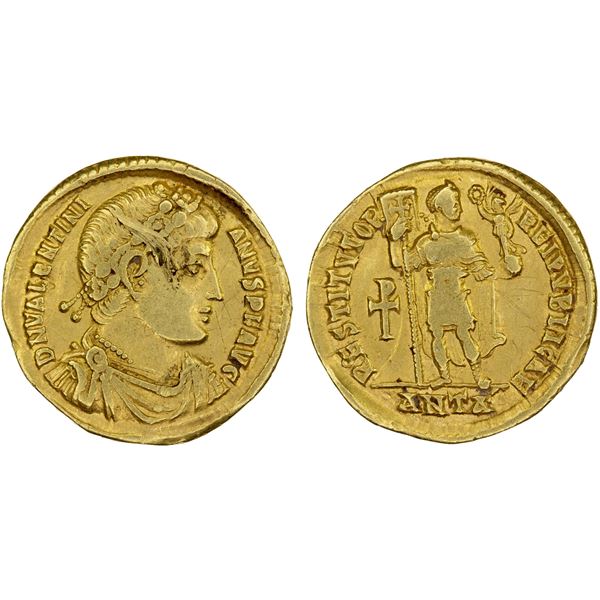 ROMAN EMPIRE: Valentinian I, 364-375, AR solidus (4.37g), Antioch, 364-367 AD, VF