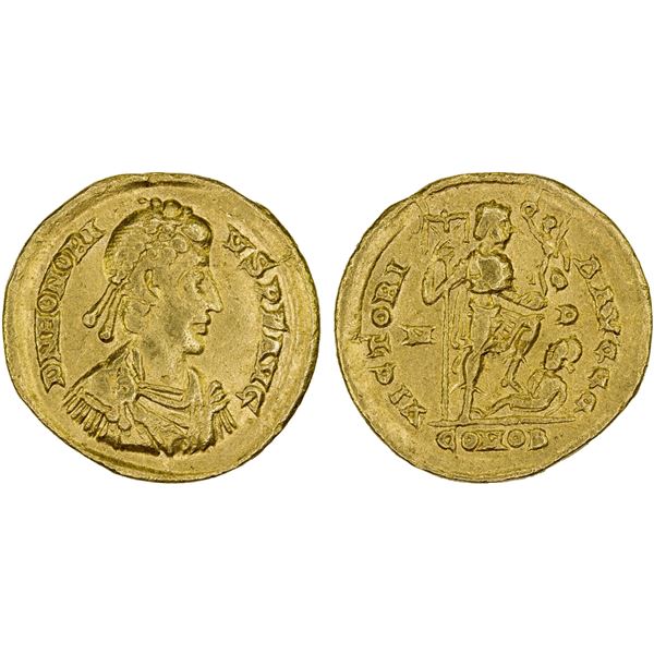 ROMAN EMPIRE: Honorius, 393-423 AD, AV solidus (4.32g), Mediolanum (Milan), F-VF