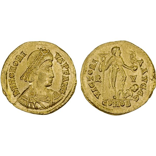 ROMAN EMPIRE: Honorius, 393-423 AD, AV solidus (4.43g), Ravenna, VF