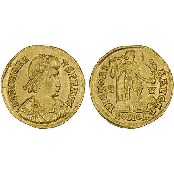 ROMAN EMPIRE: Honorius, 393-423 AD, AV solidus (4.41g), Ravenna, VF