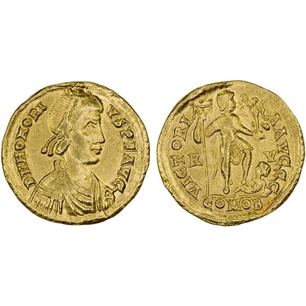 ROMAN EMPIRE: Honorius, 393-423 AD, AV solidus (4.44g), Ravenna, VF