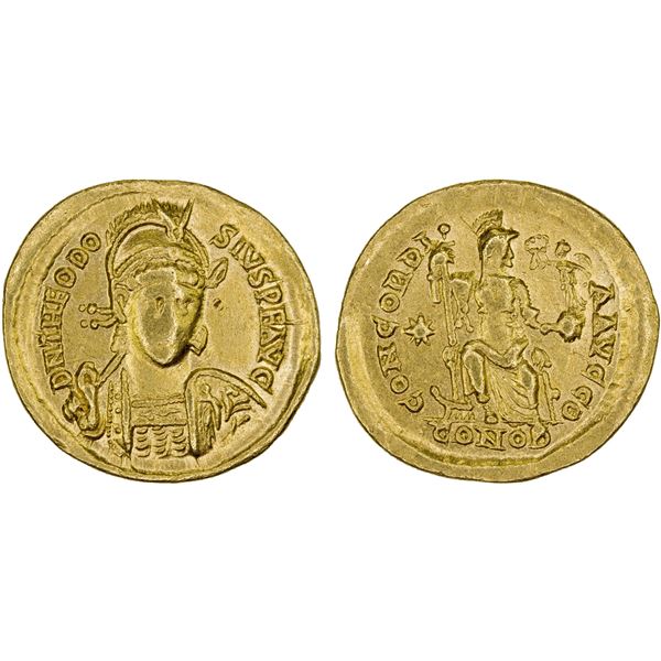 ROMAN EMPIRE: Theodosius II, 402-450 AD, AV solidus (4.36g), Constantinople, 408-420, F-VF