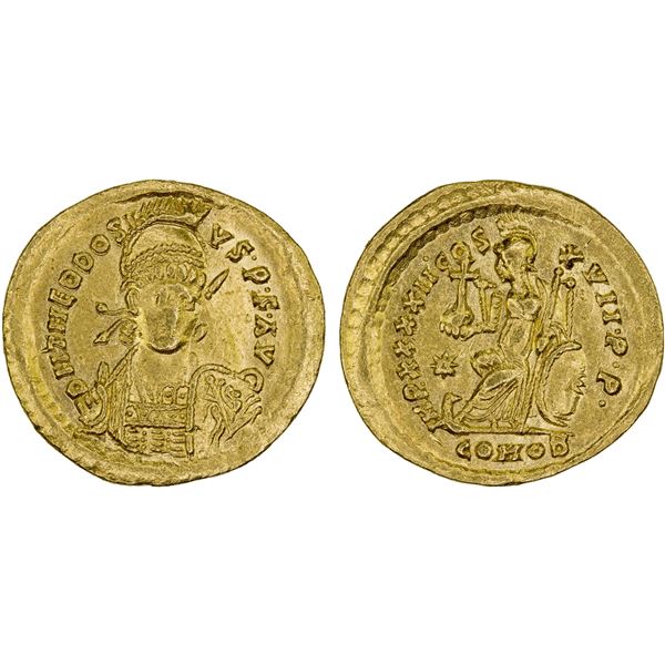 ROMAN EMPIRE: Theodosius II, 402-450 AD, AV solidus (4.27g), Constantinople, 441-450, VF-XF