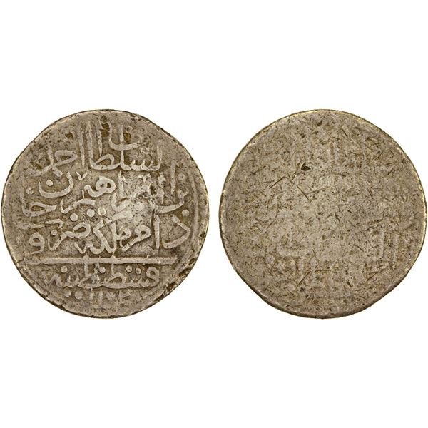 TURKEY: Ahmed II, 1691-1695, AR yarim kurus (20 para) (8.04g), AH1102, G-VG