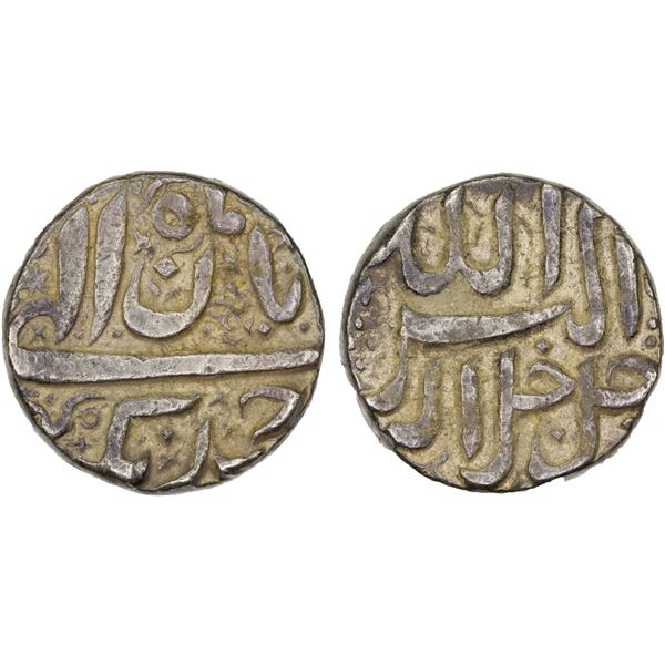 MUGHAL: Akbar I, 1556-1605, AR rupee (11.37g), Ahmadnagar, Ilahi (4)4, nice VF