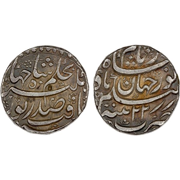 MUGHAL: Jahangir, 1605-1628, AR rupee (19.36g), Agra, year 22, VF-XF