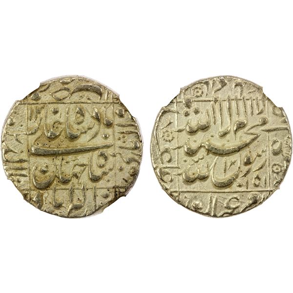 MUGHAL: Shah Jahan I, 1628-1658, AR rupee, Allahabad, AH1051 year 14, NGC AU55