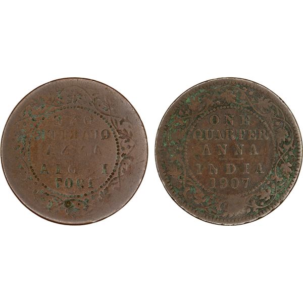 BRITISH INDIA: Edward VII, 1901-1910, AE 1/4 anna, 1907, VF