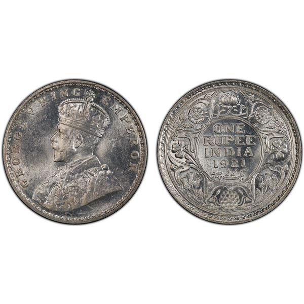BRITISH INDIA: George V, 1910-1936, AR rupee, 1921(b), PCGS MS63 +