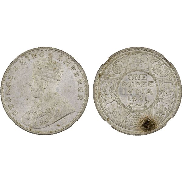 BRITISH INDIA: George V, 1910-1936, AR rupee, 1921(b), NGC MS63