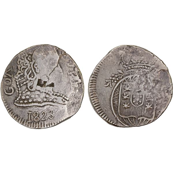 GOA: João VI, 1818-1826, AR rupia (10.87g), 1823, VF