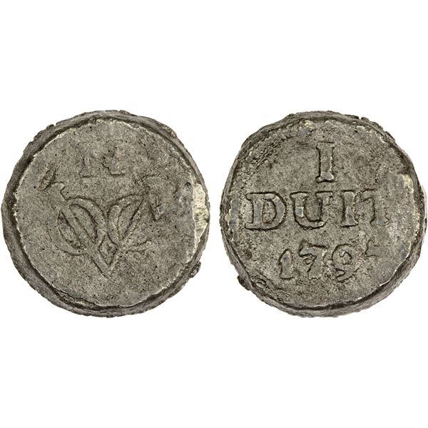 JAVA: United East India Company, tin duit (6.91g), 1797, VF-XF