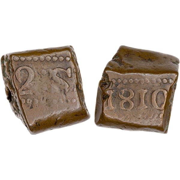 JAVA: Louis Napoleon, 1806-1811, AE 2 stuiver (22.20g), 1810, VF