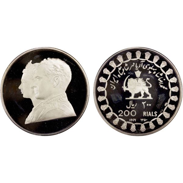 IRAN: Mohammad Reza Shah, 1941-1979, AR 200 rials, 1971/SH1350, Proof
