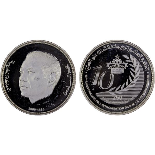 MOROCCO: Mohammed VI, 1999-, AR 250 dirhams, 2009/AH1430, Proof