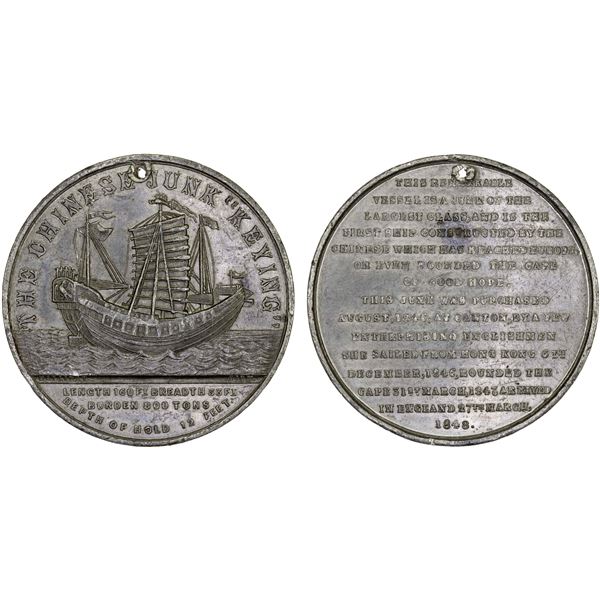 CHINA: white metal medal, 1848, UNC