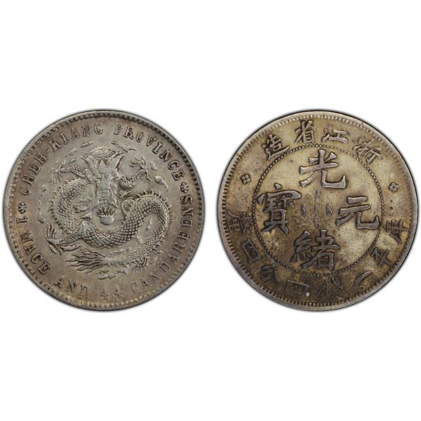 CHEKIANG: Kuang Hsu, 1875-1908, AR 20 cents, ND (1898-99), PCGS XF details