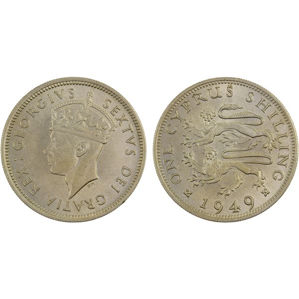 CYPRUS: George VI, 1936-1952, shilling, 1949, Choice Unc
