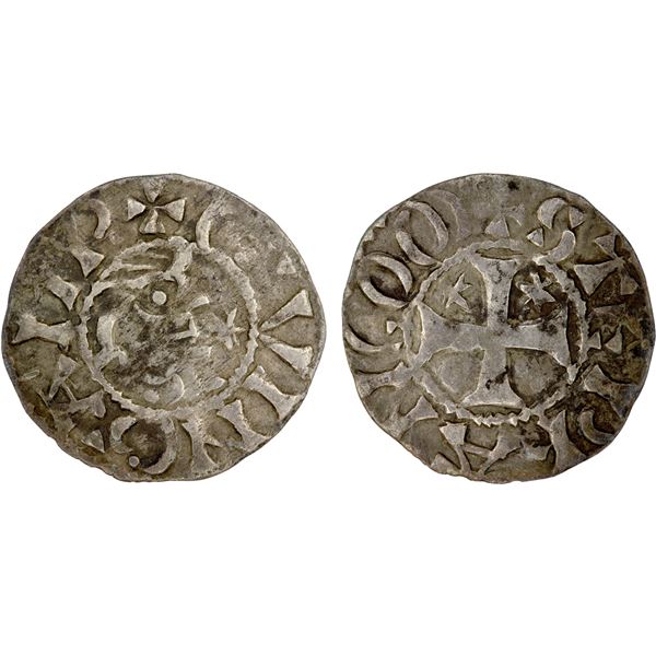 FRANCE: PONTHIEU: Etienne I, 1093-1138, AR denier (0.91g), ND, F-VF