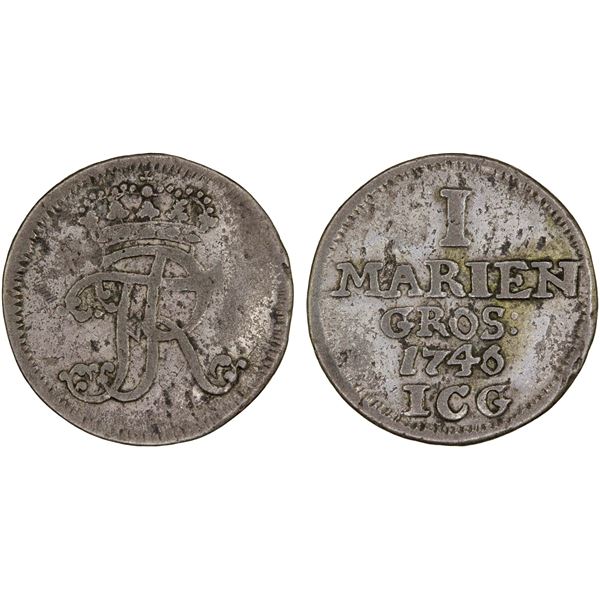 EAST FRIESLAND: Friedrich II (The Great) of Prussia, 1740-1786, BI mariengroschen (1/36 thaler), 174