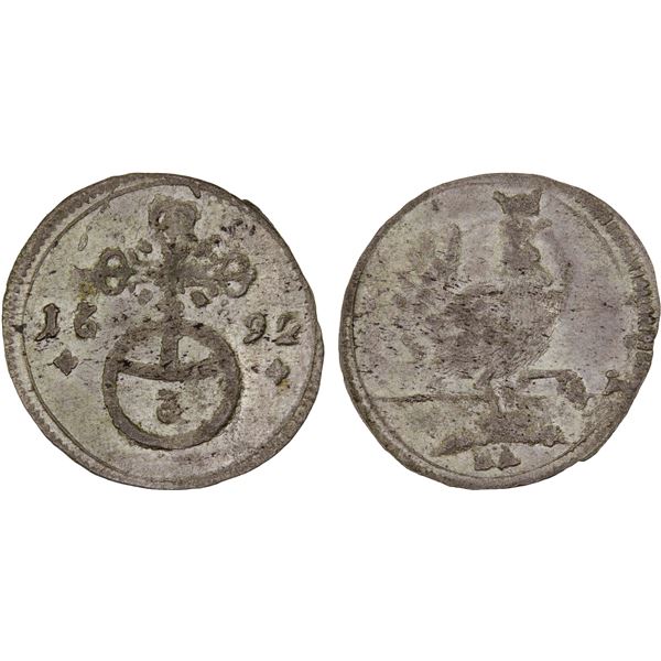 HENNEBERG-ILMENAU: Johann Ernst, 1683-1707, AR dreier (3 pfennig) (0.66g), 1692, XF
