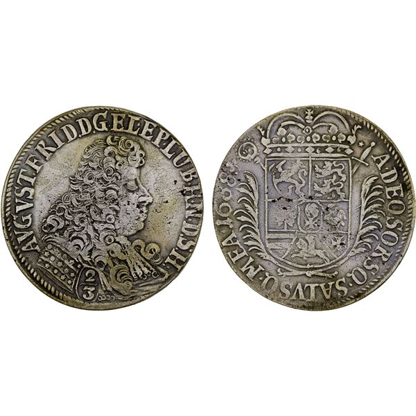 LÜBECK: August Friedrich, 1666-1705, AR 2/3 thaler, 1688, VF