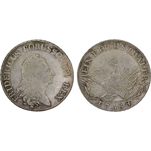 PRUSSIA: Friedrich II, 1740-1786, AR thaler, 1784-A, VF