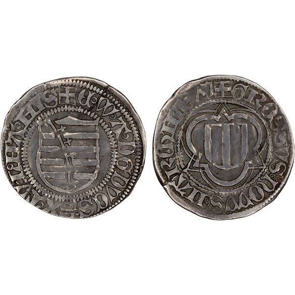 SAXONY: Ernst, Wilhelm III, and Albrecht, 1465-1482, AR spitzgroschen (1.39g), Freiberg Mint, 1475,