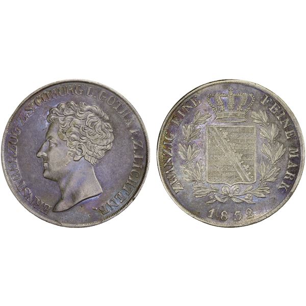 SAXE-COBURG-GOTHA: Ernst I, 1826-1844, AR 1/2 thaler, 1832, Choice VF
