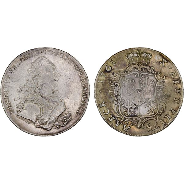 SAXE-COBURG-SAALFELD: Ernst Friedrich, 1764-1800, AR thaler, 1765, VF