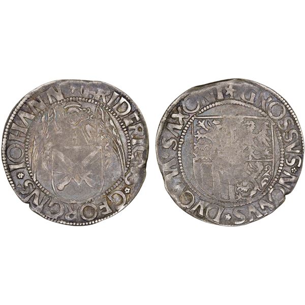 SAXE-ERNESTINE LINE: Friedrich III, Johann I, and Georg, 1500-1507, AR schreckenberger, ND (1505-07)