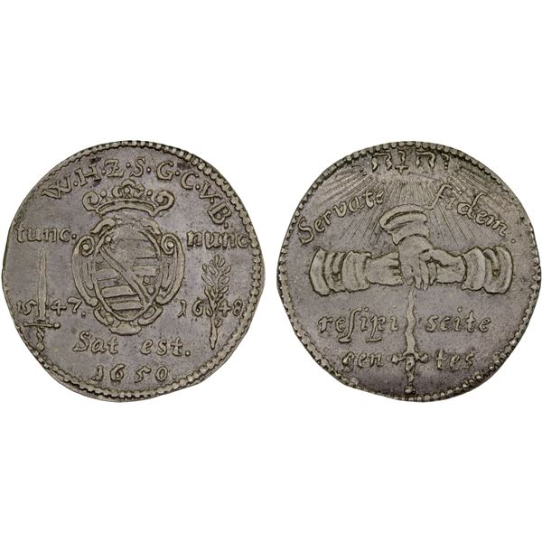 SAXE-WEIMAR: Wilhelm IV, 1640-1662, AR 1/24 thaler (groschen), 1650, XF