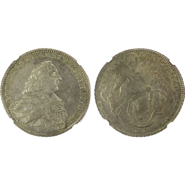 WÜRZBURG: Adam Friedrich von Seinsheim, 1755-1779, AR thaler, 1765-W, NGC AU details