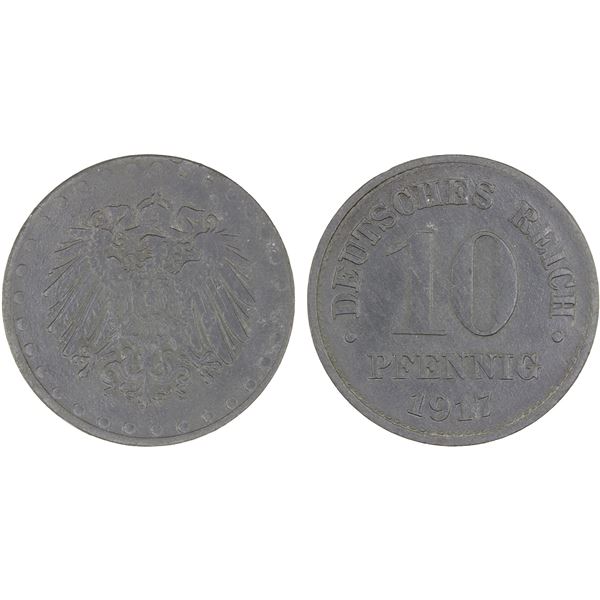 GERMANY: Kaiserreich, 10 pfennig, 1917, Choice VF