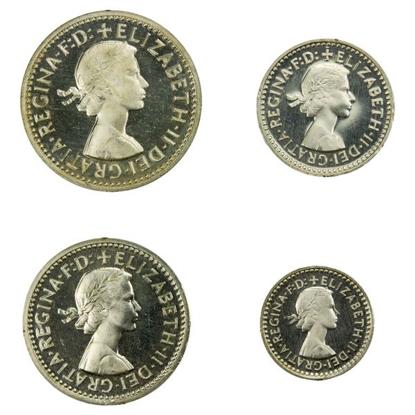 GREAT BRITAIN: Elizabeth II, 1952-2022, AR maundy set, 1957, ProofLike Unc